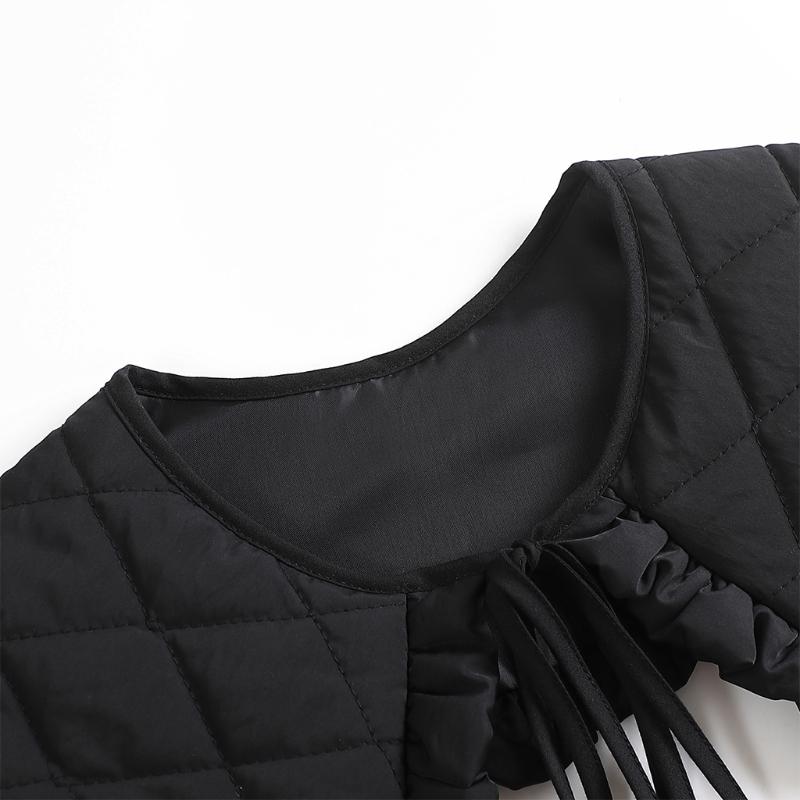 Women Thick False Collar Shawl Padded Quilted Plaid Texture Ruffles Necklace Scarf Winter Capelet Neck Cover Warmer