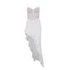 Lace Splicing Sexy See-through Halter Dress Ruffled Dress Female Summer Dress