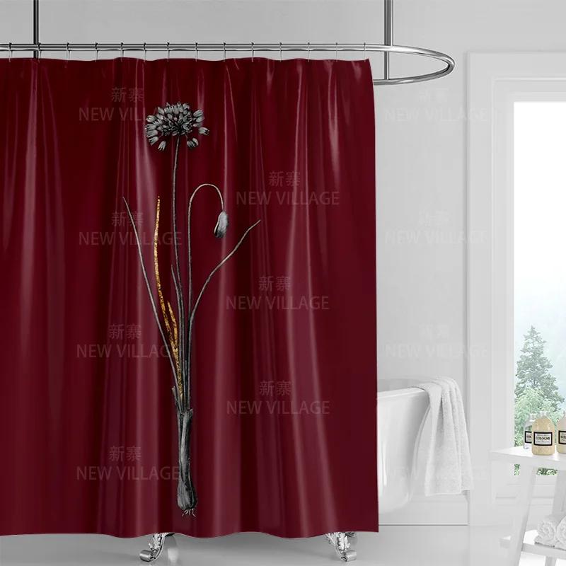 Minimalistický sprchový závěs s rostlinným motivem, moderní dekorace koupelny a toalety, soukromý závěs 180x180cm voděodolný sprchový závěs