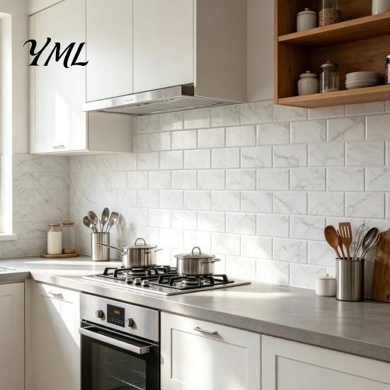 PVC Surface Protection Film 6Pcs Marble Pattern Peel And Stick Backsplash, Waterproof Brick Wall Panels, Self Adhesive Durable Cover Tile, Faux Stone