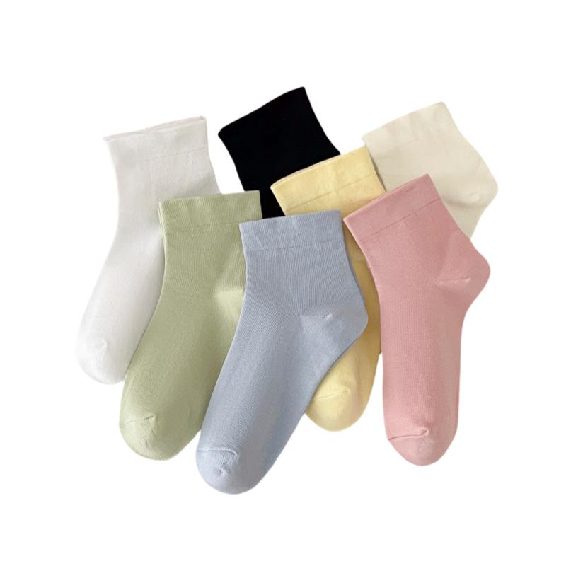 Candy-colored Socks for Girls, Dopamine Girls, Colorful Mid-calf Socks, Solid-colored Boneless Postpartum Socks