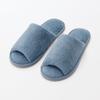 MUJI Washable Cotton Terry Open Size M 76410287 Slippers, Toe, (22.5-25cm), Blue,