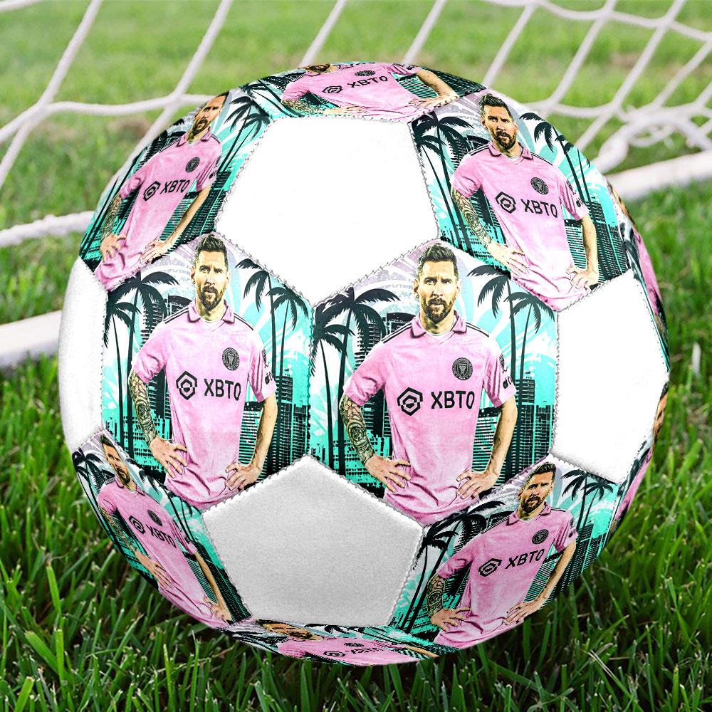 Poster Lionel Messi formato 5 Pallone da Calcio, colorato, adatto a tutte le età, cucito a macchina, materiale PVC, qualità da competizione, durevole e ad alto rimbalzo