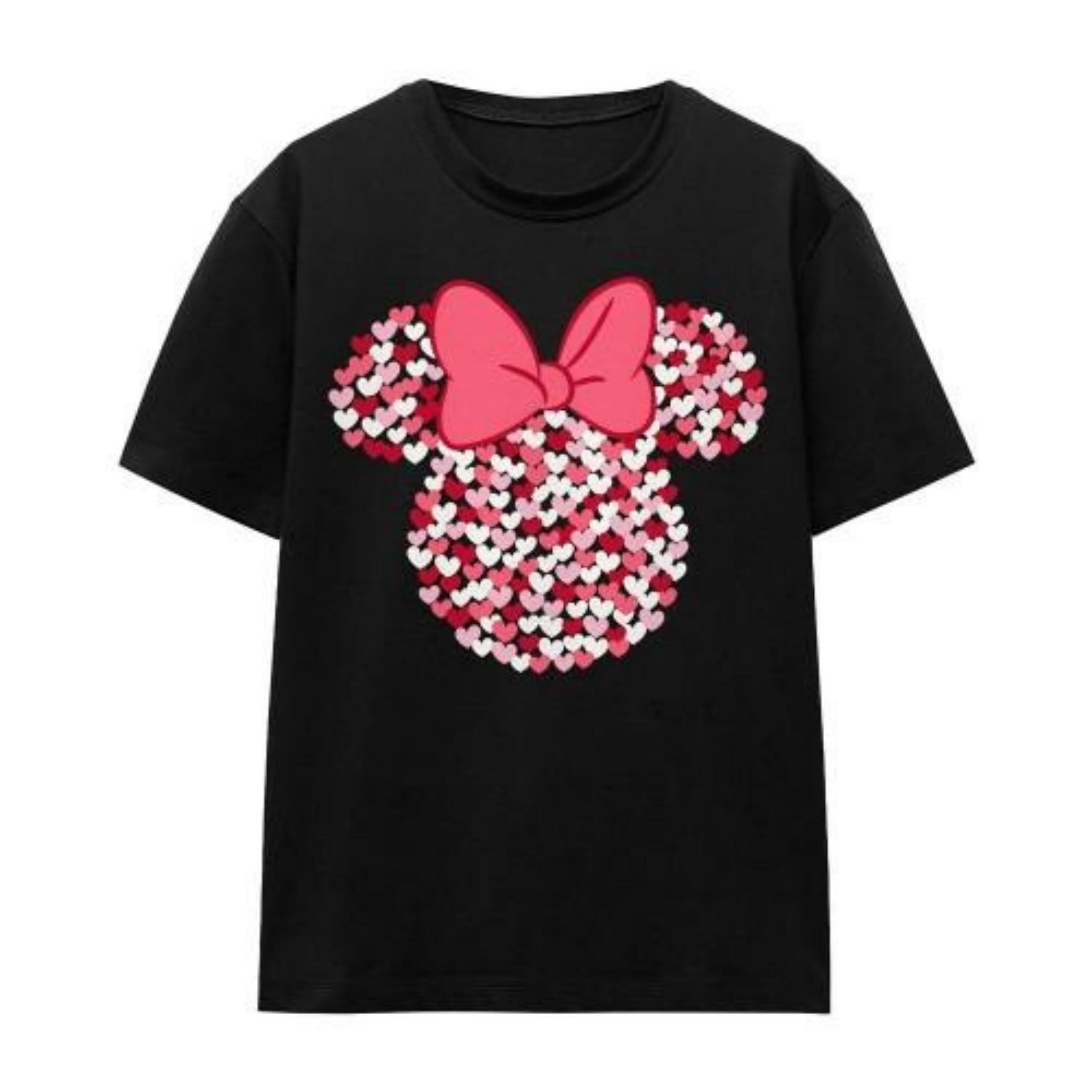 

Disney Unisex Adult Minnie Mouse Heart Ears Silhouette Valentine`s Day T-Shirt S чёрный