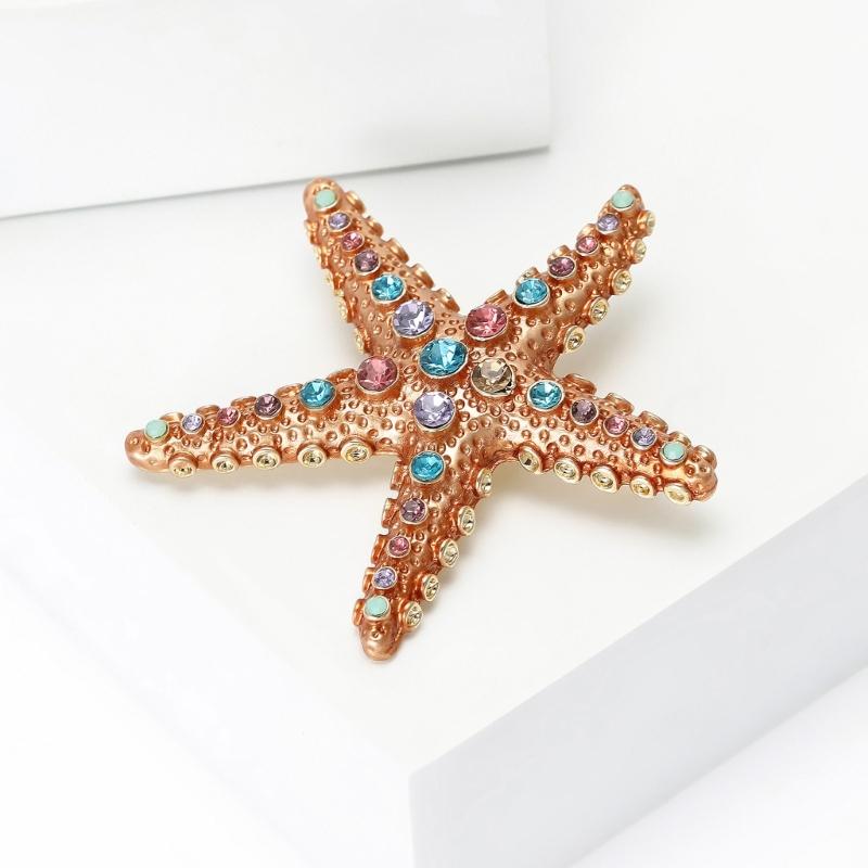 Crystals Starfish Brooch Pin For Women Versatile Fashion Jewelry Gift Party Everyday Wear