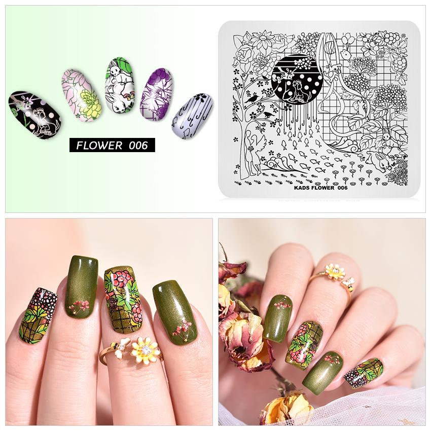 kads Nail Stamping Plates Flower 006 Romantic Night Image Nail Art Templates Stamp for Nails Manicure Tools