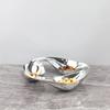 Treat Serving Bowl with Flowing Shallow Profile, Silver-Tone Metal Candy Dish for Dried Fruit, Afternoon Tea, Coffee Tables and Guest Gatherings