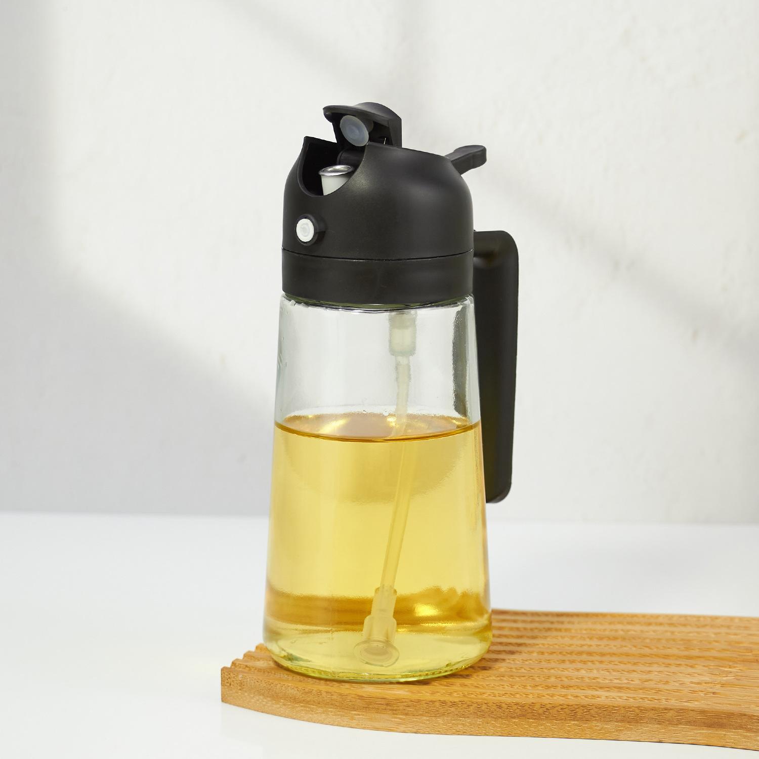 

2-In-1 Oil Sprayer Bottle Glass Olive Oil Dispenser Oil Jar Cruet Anti-leakage Spray Oil Bottle BBQ Baking Cooking Tools