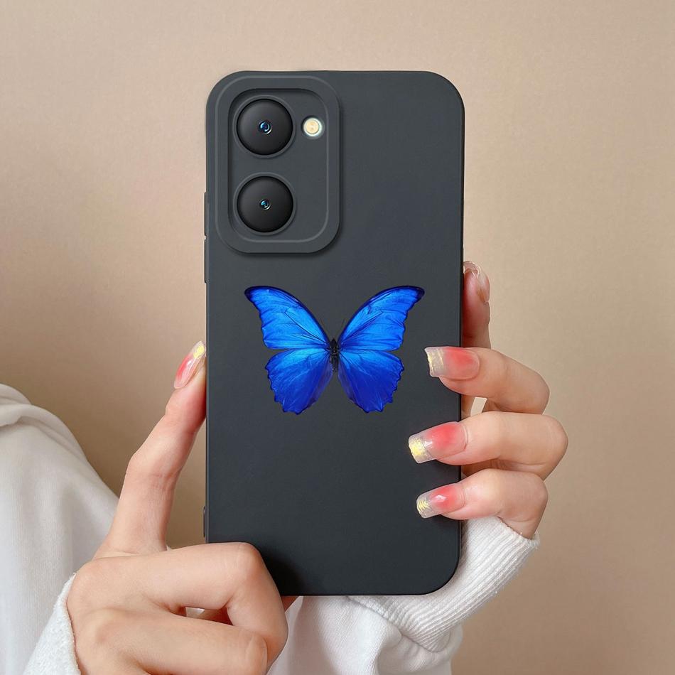 For Vivo Y03 4G Phone Case Butterfly Cute Cat Lightweight Liquid Silicone Camera Protection Back Cover For Vivo Y 03 Funda Shell