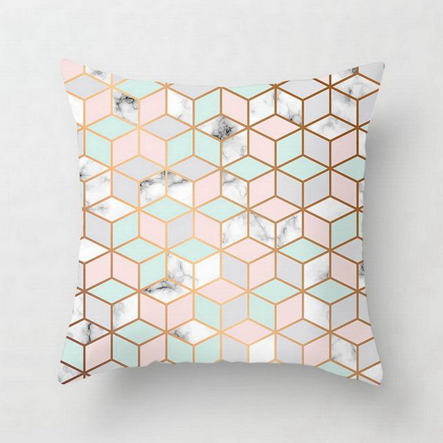 Marble-Patterned Geometry Throw Pillow Covers With Digital Printing Of Short Plush Fabric Car-Shaped Sofa Cushion Home Decor