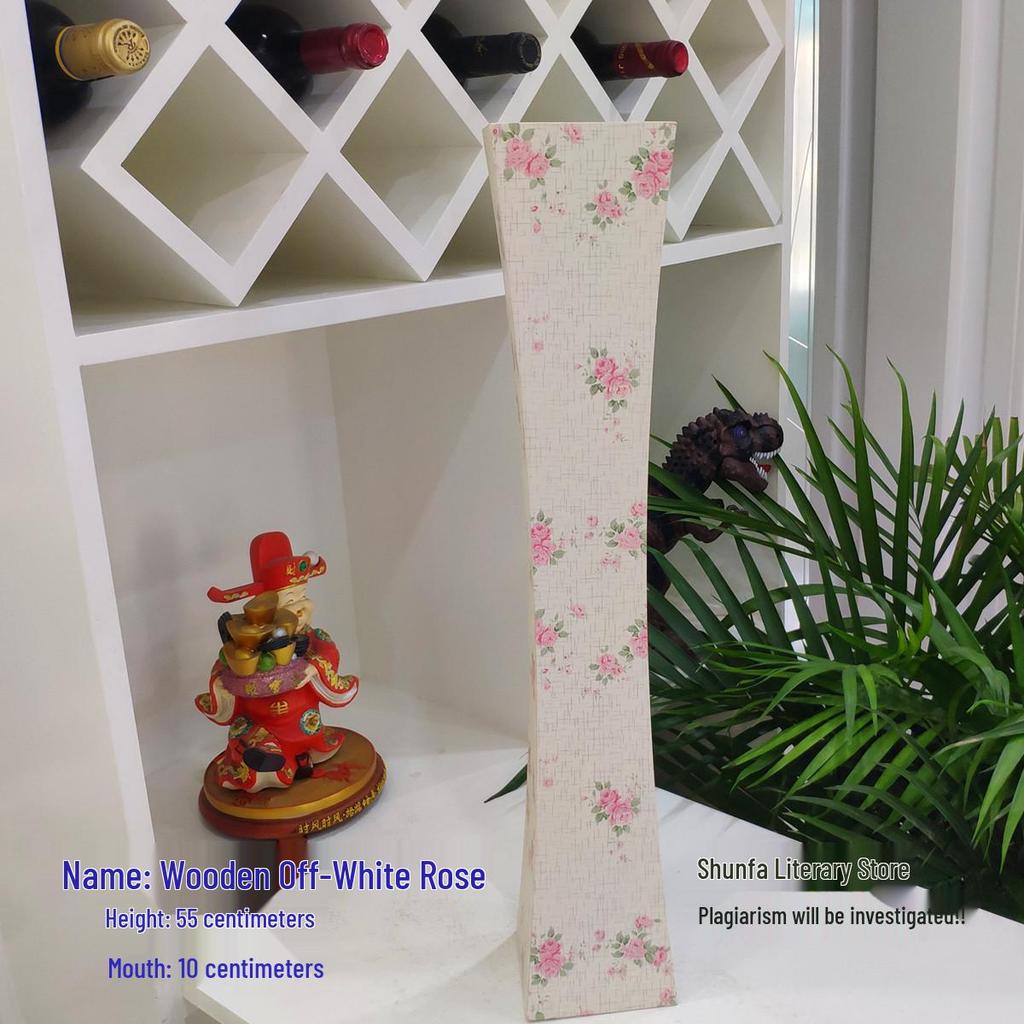 Nordic Large Resin Rattan Vase for Dried Flowers - Ceramic Look, Iron Art Floor Decoration.