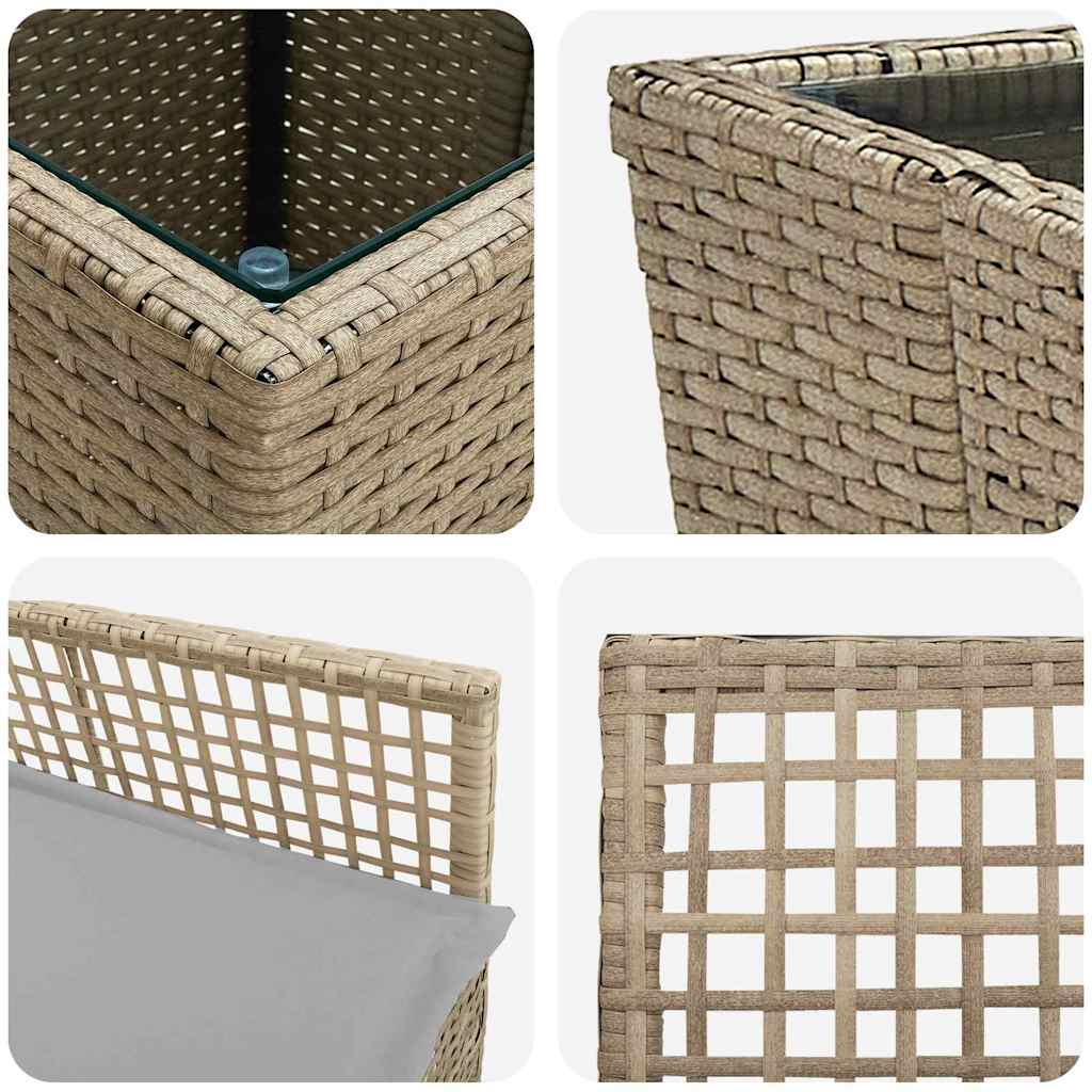 Garden Bistro Set 3 Pcs Beige Poly Rattan