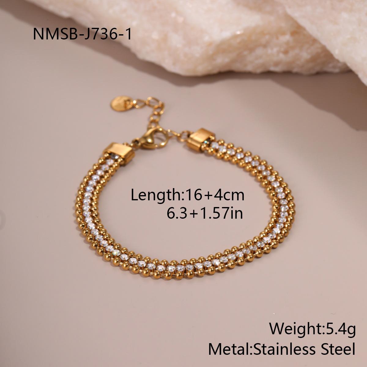 GEMCHIC Women s Stainless Steel Diamond Beaded Chain Bracelet with 18K Gold Plated, Minimalist Design Fashion Jewelry