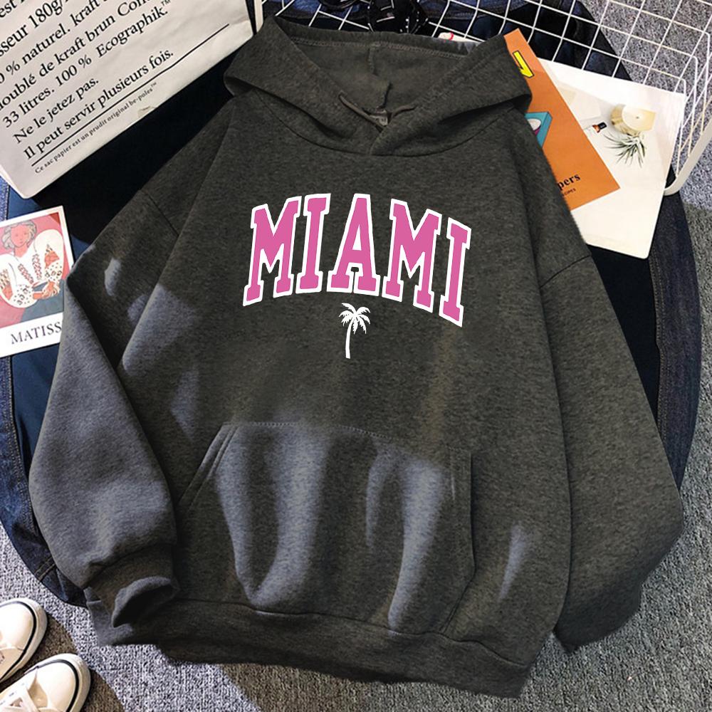 Miami Beach, Florida Usa Street Womens Hoodie Street Loose Hoodies Breathable Streetwear Casual Female Clothing