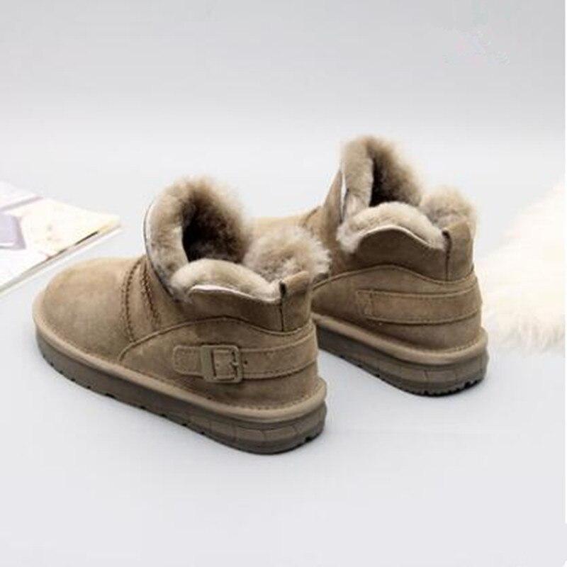 Fashionable Short Tube Snow Boots Women 'S New Leather Wool Short Boots In Winter With Plush Warm Women 'S Cotton Shoes