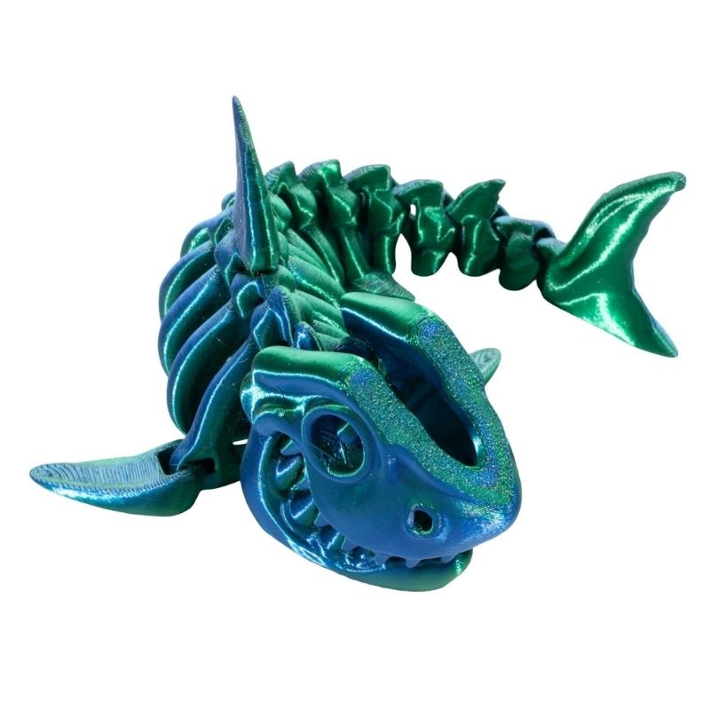 3D Printed Shark Bone Ornament with Articulated Design Flexible Joint Animal Figurine For Desk Toy Home Office Decors