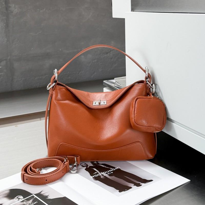 Hot Natural Drop Top Layer Cowhide Armpit Bag With A High-end Feel Hundred Clutch Handbag Trendy Leather Women's Small