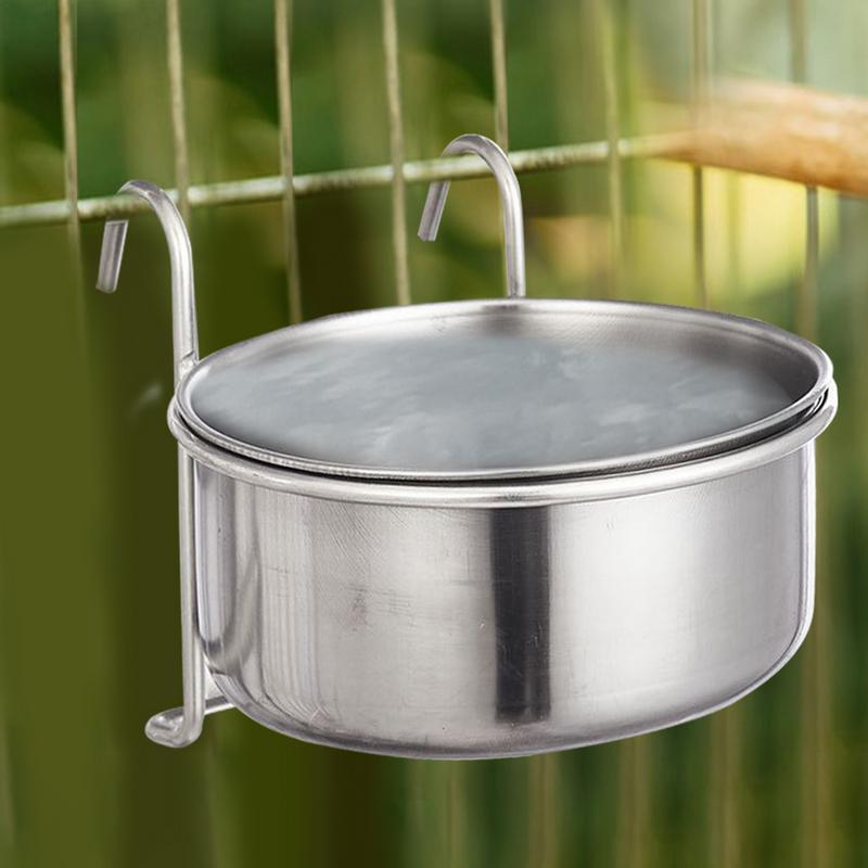 Bird Bowls For Cage Compact Birds Food Cups Spill Proof Sturdy Suspending Stainless Steel Water Bowl For Cockatiel Parakeet