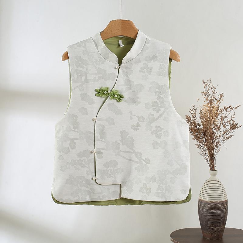 

2025 новый жаккардовый жилет с пряжкой женский высококлассный жилет с вышивкой ветром ранняя весна женский XXXL [Recommended 138-75kg]