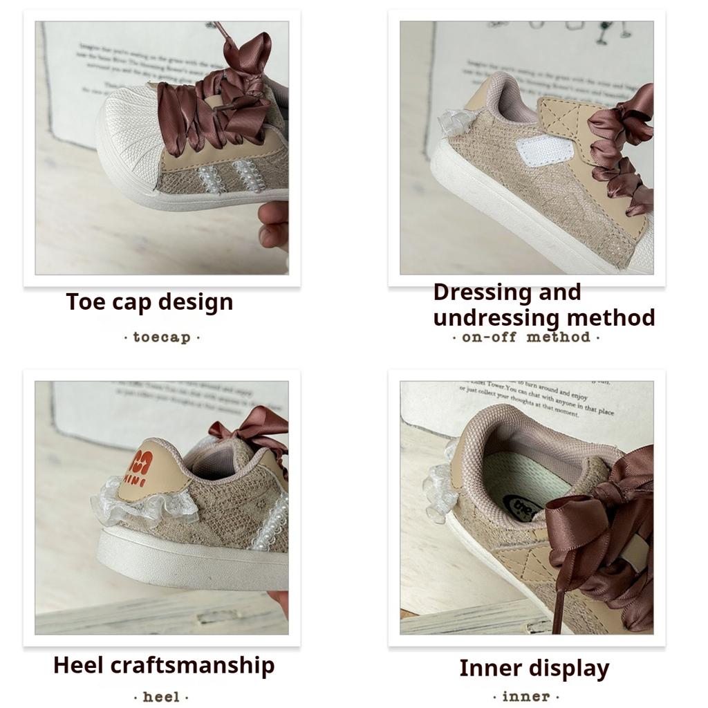 Koreanische Kinder Shell Toe Sneakers Frühling und Herbst Jungen und Mädchen Cartoon Sportschuhe Rutschfest Weiße Schuhe