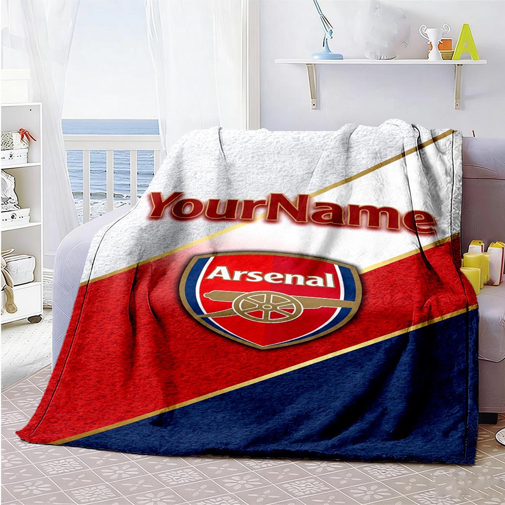 Arsenal Customize Your Name Blanket Cozy Customizable Blanket Ultra-Soft Suitable for Bedding Office Chair Nap All-Season Use