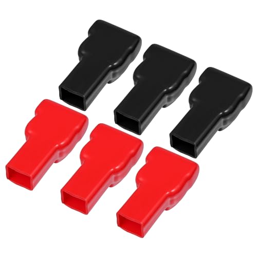 

VekAuto 3 пари ізоляторів клем акумулятора, довжина 80 мм, ковпачки для полюсів акумулятора, міцний ПВХ для мотоцикла, вантажівки, морського транспорту, червоний та чорний