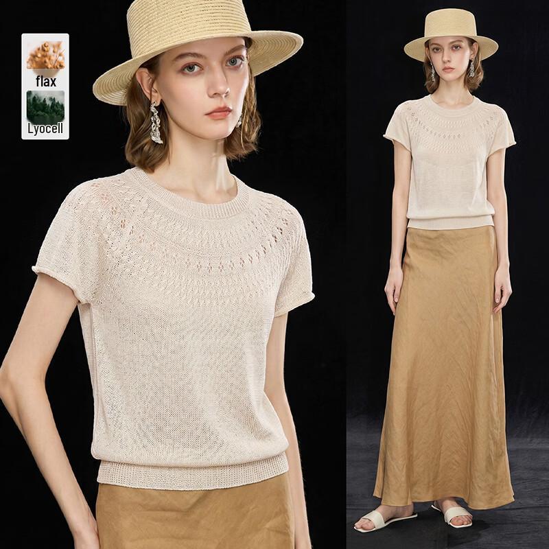 Shimmering Sequin Tencel Blend Knit Top L