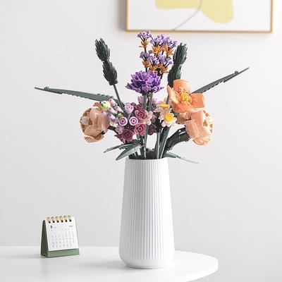 Yousheng White Ceramic Vase Small Ribbed Textured Flower Vase for Pampas Grass Home Living Room Bedroom Dining Table Farmhouse Kitchen Shelf Table