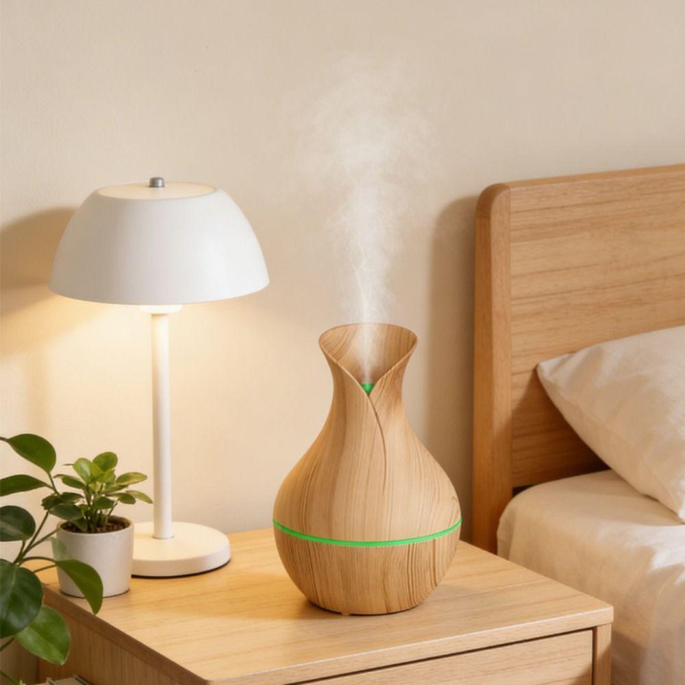Wood Grain Air Humidifier Ultrasonic Mini Mist Maker Personal Mist Air Purifier  Dorm Room Use