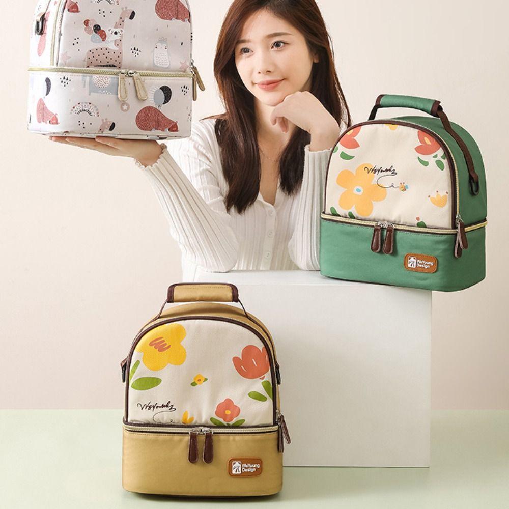 Double Layer Maternity Backpack Multifunctional Mommy Bag Tote Pouch Insulated Storage Bag  Travel