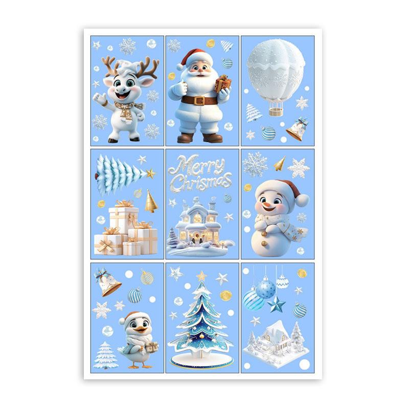 Christmas Snowman Tree Window Art Pvc Static Stickers Set Christmas Decorations