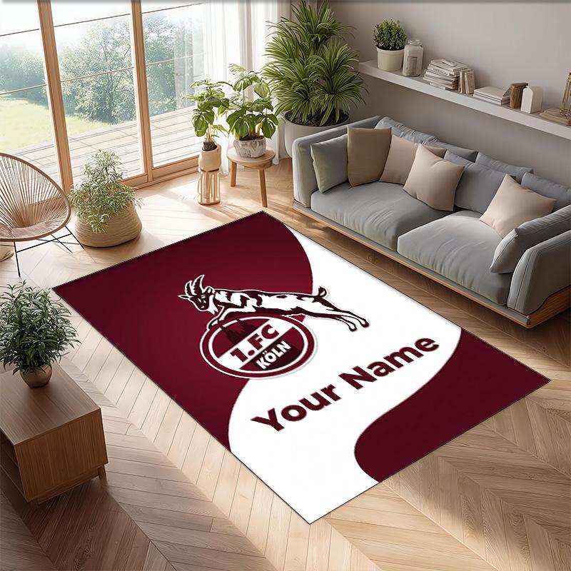 FC Köln Printed Crystal Velvet Rug Non‑Slip Crystal Velvet Carpet For Sofa Bedroom Indoor Home Decoration
