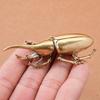 Retro Brass Beetles Figurines Unicorn Beetle Ornament Simulation Insect Tea Pets Desk Decorations Collectibles Gifts