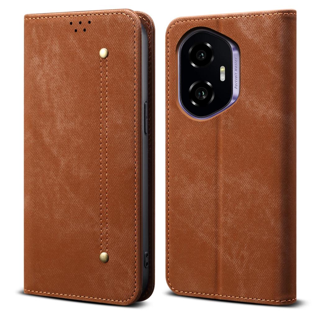 For Honor 300 Case Jeans Cloth Texture Anti-Scratch Leather Stand Phone Cover
