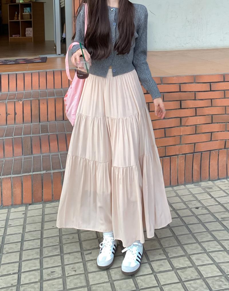 

Versatile High Waist A-Line Pleated Midi Skirt for Women - Perfect Spring/Summer Style XL розовый