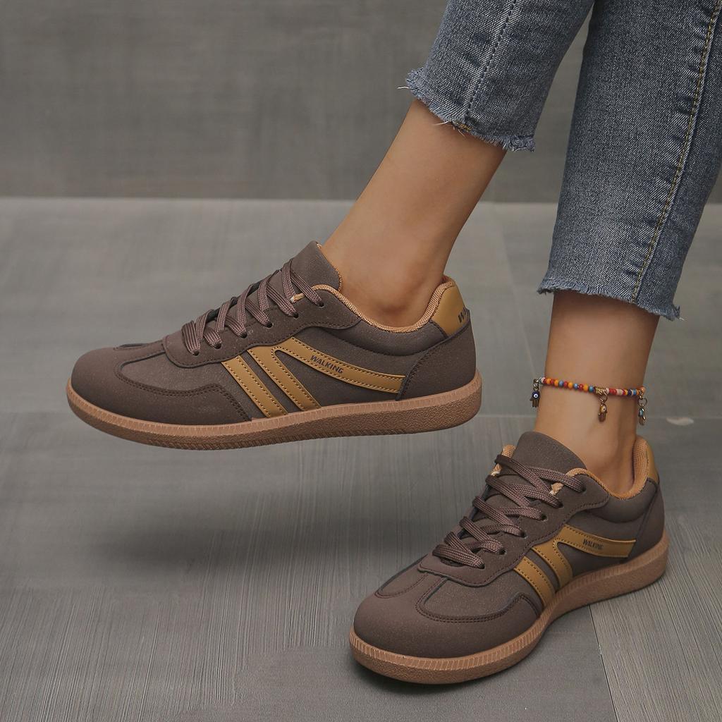 New Retro Color Block Platform Women's Plus Size German Trainers, European American Flat Casual Sneakers
