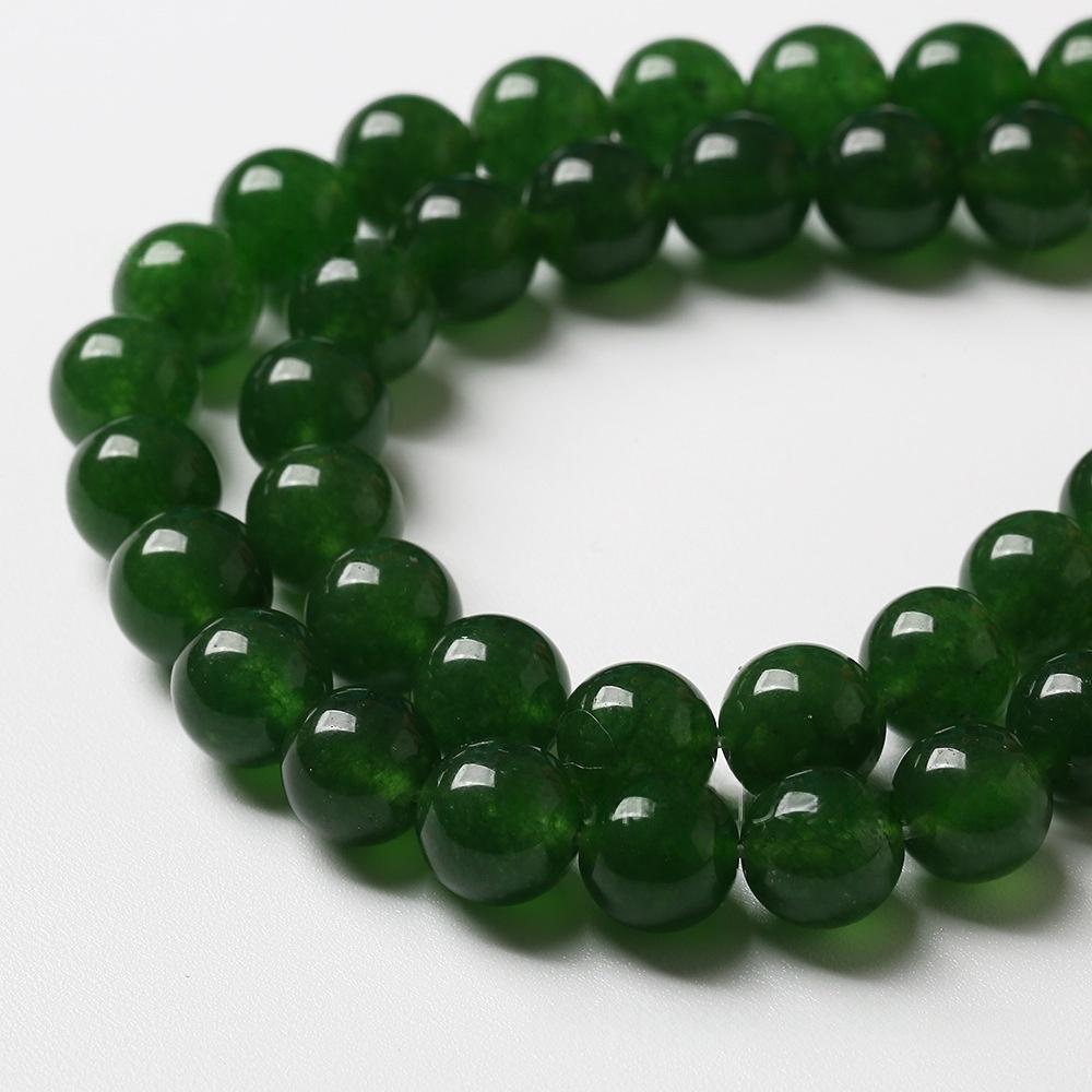Dark Green Chalcedony Jades Natural Stone 15" Smooth Loose Spacer Beads 4/6/8/10/12mm for Jewelry Making DIY Bracelets Charms Accessories