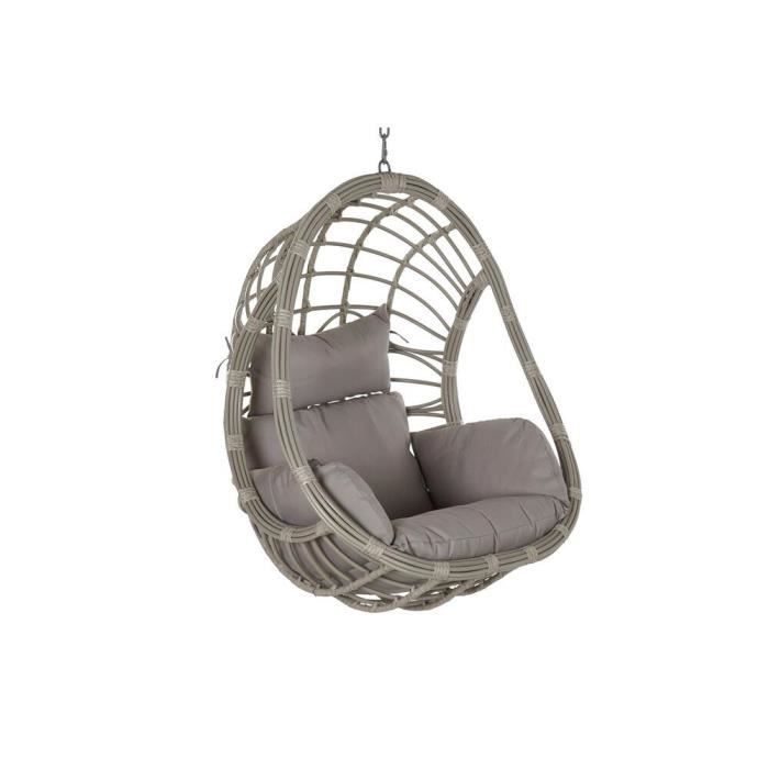 Chaise de jardin gris polyester rotin synthétique aluminium (90 x 70 x 110 cm) (92 x 70 x 113 cm)
