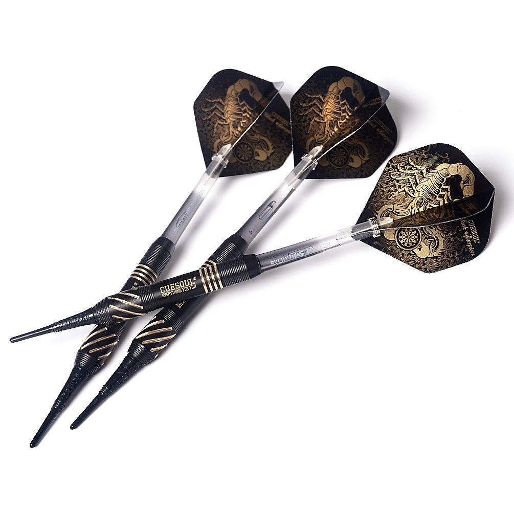Black Scorpion CUESOUL 16g Brass Dart Barrel Set (3 Barrels), Stylish Black Scorpion Design Soft Tip Dart Set (HX-STL-B2305)