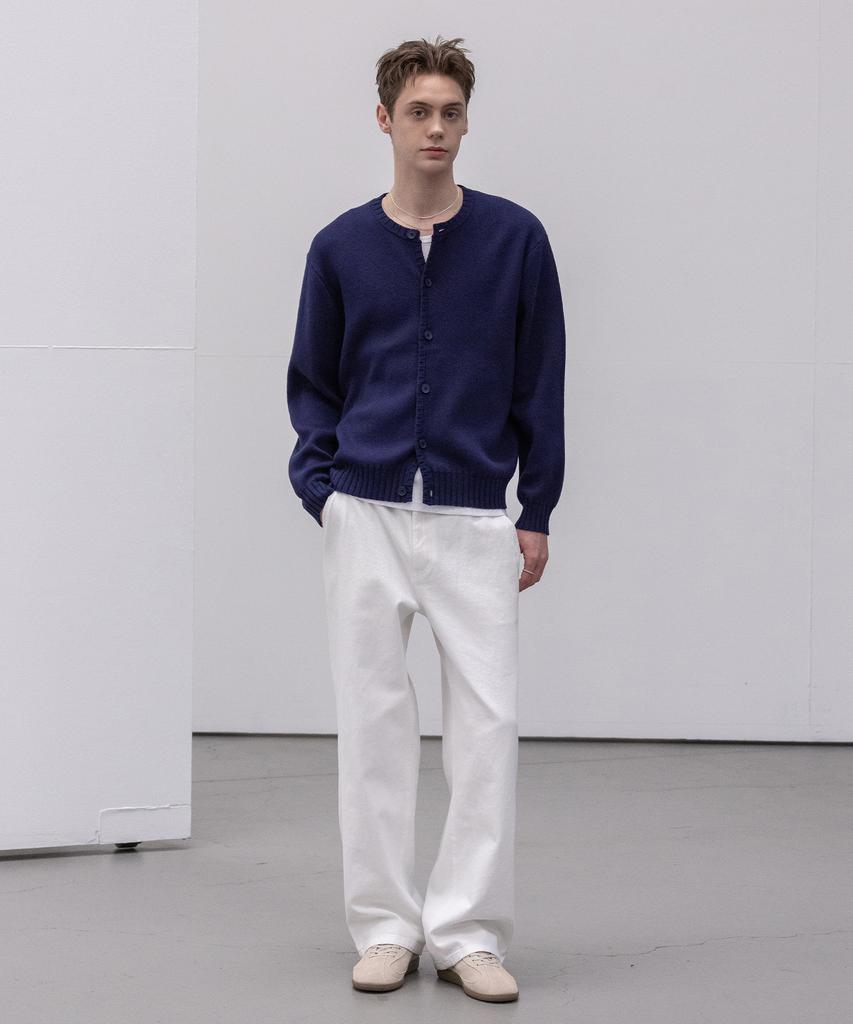 Decoroso Panel Rib Round Cardigan [Navy]
