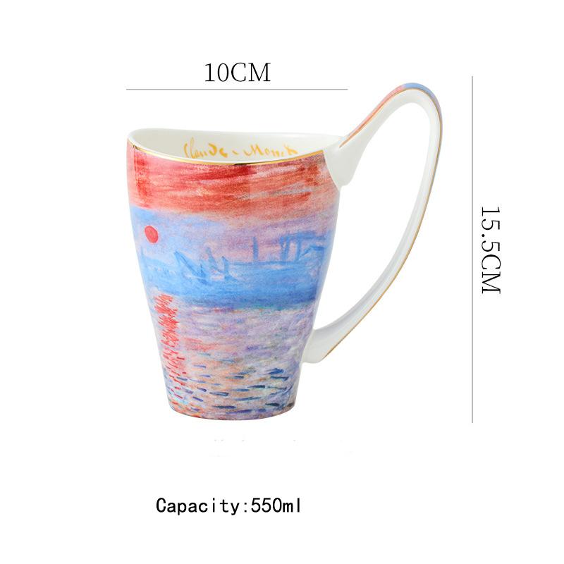 550ml Bone China Porcelain Cups with Large Handle for Tea Cocoa or Hot Chocolate Christmas Mugs birthday Gifts for Women Friends
