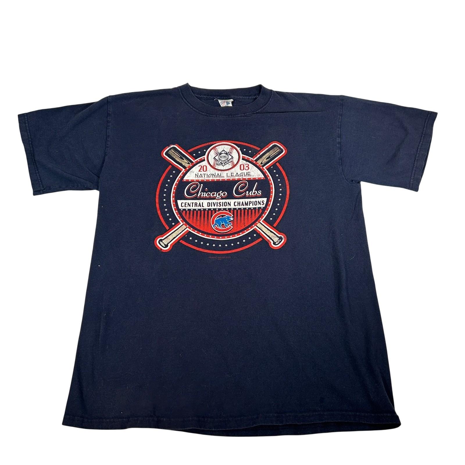 Vintage Majestic Chicago Cubs 2003 NL Central Division Champions Shirt Mens L Unisex T-Shirt L