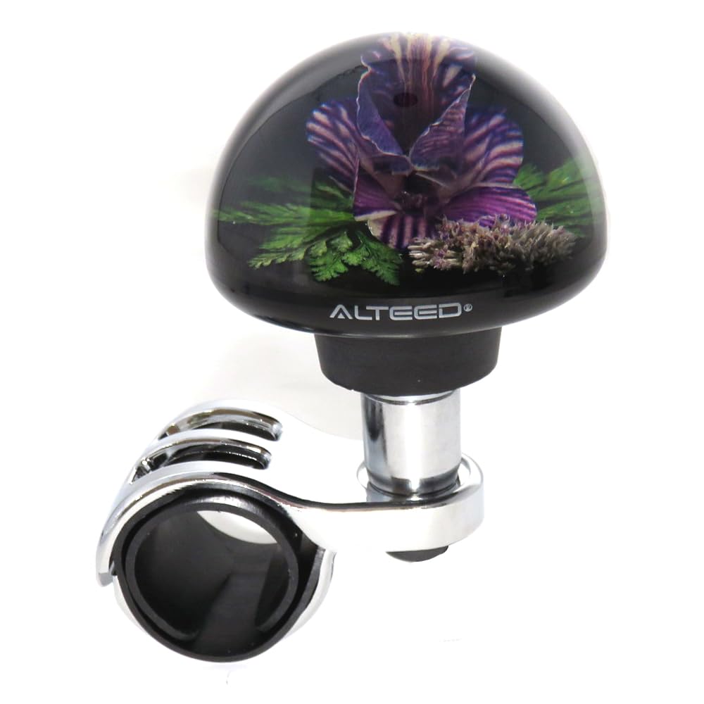 Autoland Underwater Flower Handle Spinner Steering Spinner Knob Purple Real Orchid Fresh Flower Artwork