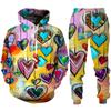 Dolce Amore Cuore 3D Stampa Uomo/Donna Tuta Set Casual Felpa Con Cappuccio E Pantaloni 2 Pezzi Set Oversize Pullover Trend Coppia Felpa