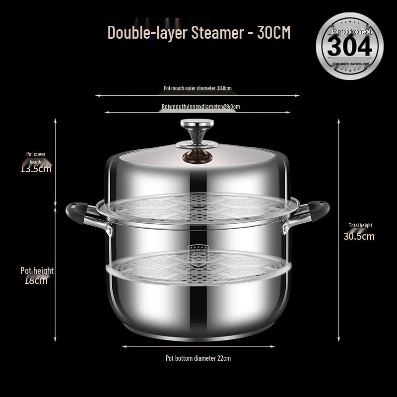 

30cm 304 Stainless Steel Steamer Pot