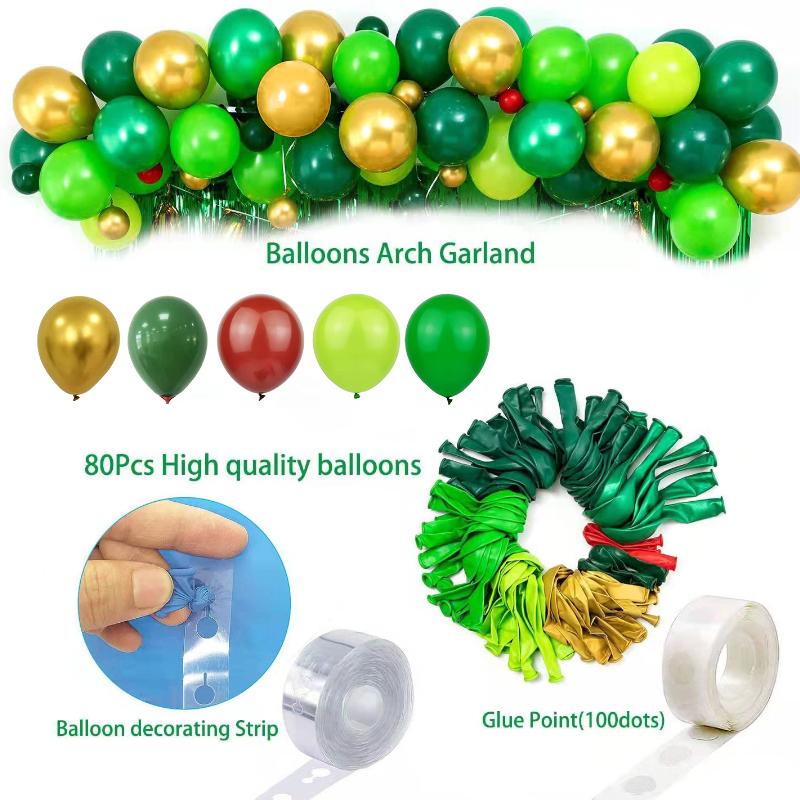 Party Decoration Dark Green Latex Balloon Large Aluminum Film Dinosaur Balloon Set Rain Silk Decoration Party Balloon