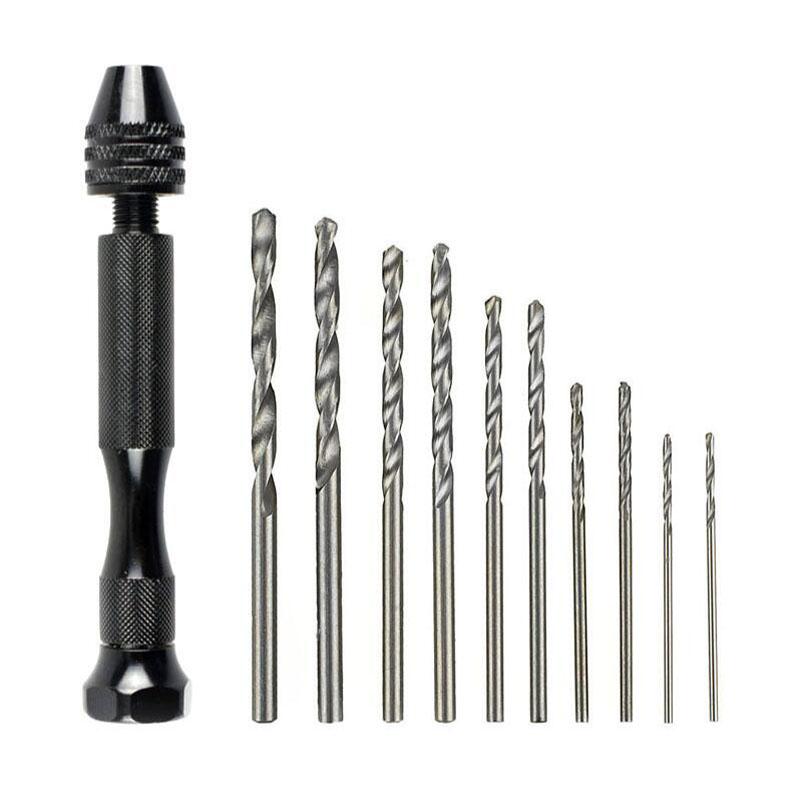 Twist Drilling Kit Mini Micro Aluminum Hand Drill with Keyless Chuck for Resin Woodcraft Model Drilling DIY Hand Tools