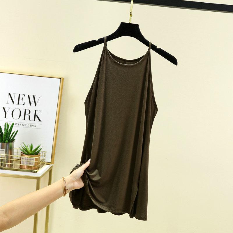 Women's Slim Fit Black Halter Neck Camisole - Summer Side Slit Vest