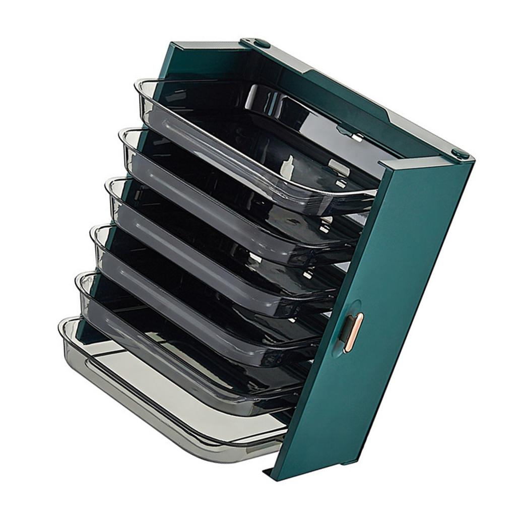 Kitchen Side Dishes Punch Free Foldable PET 6 Layers Wall Mounted Organization Rack Cooking Plates Storage Shelf Light