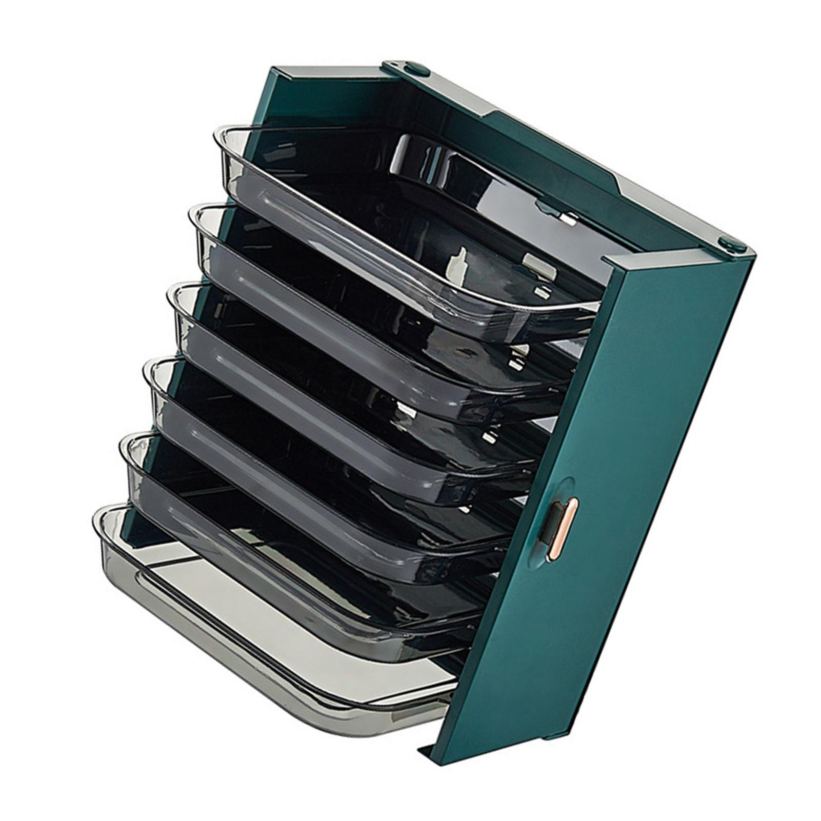 

Kitchen Side Dishes Punch Free Foldable PET 6 Layers Wall Mounted Organization Rack Cooking Plates Storage Shelf Light